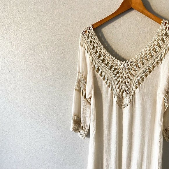 Miss Kelly 1999 cream knit tunic size M/L boho cotton blend - Picture 4 of 8